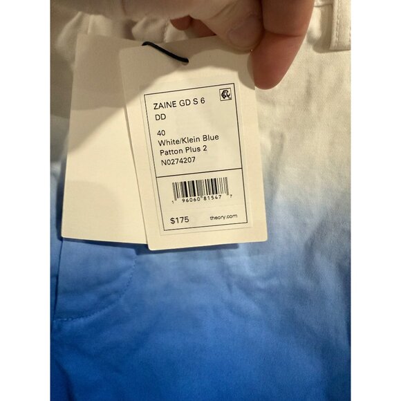 Theory Mens Gradient White/Klein Blue Zaine Shorts Size 40 100% Cotton Classic - Picture 5 of 6